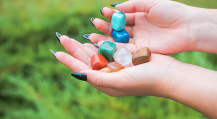 Chakra stones natural stones representing human chakras esoteric concept 