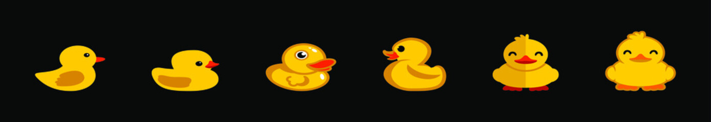 set of duck cartoon icon design template with various models. vector illustration