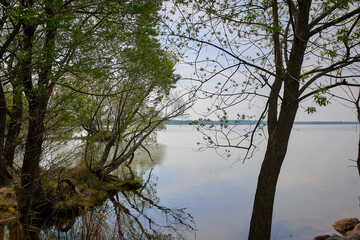 Bank of lake Pleshcheyevo in Pereslavl-Zalessky in spring