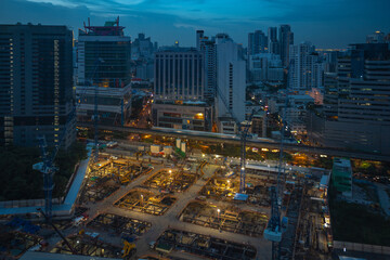 Fototapeta premium construction site at Sukhumvit road in bangkok Thailand.