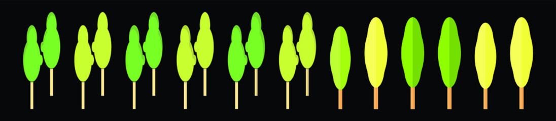 set of tree cartoon icon design templates with various examples. vector illustration
