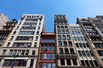 Row of Beautiful Old Residential Buildings in NoHo of New York City