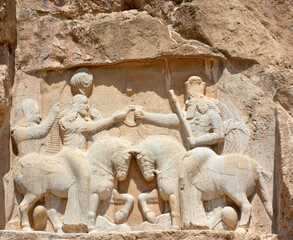 The investiture of Emperor Ardashir I, relief on rock,  Naqsh-e-Rostam, Iran