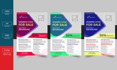 Home For Sale Real Estate Flyer Template Design .