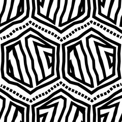 Black geometric shapes on a white background. Broken lines. Striped structure. Vector illustration for web design or print.