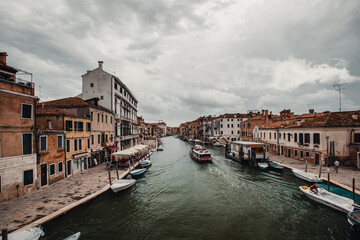 Fototapeta na wymiar VENICE, ITALY - AUGUST 30 2020: View of Rio di Cannaregio in Venice