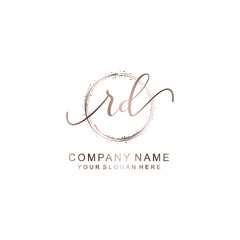 RD Initial handwriting logo template vector
