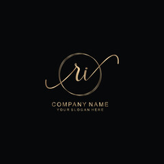 Fototapeta premium RI Initial handwriting logo template vector 