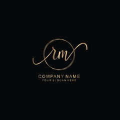 RM Initial handwriting logo template vector