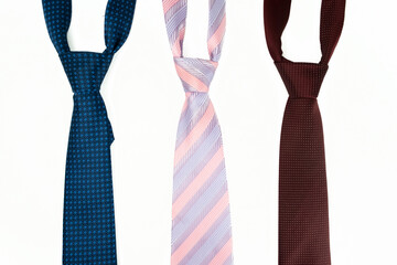 Isolated photo of three neckties on white background