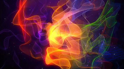 Attractive Colors Abstract Background Turbulence Wavy Dynamics Lines With Glitter Sparkle Dust