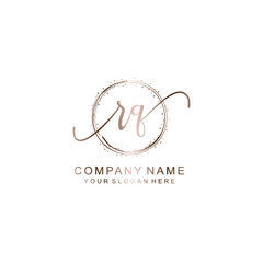 RQ Initial handwriting logo template vector