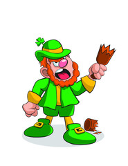 St. Patrick’s Day angry leprechaun with beer bottle