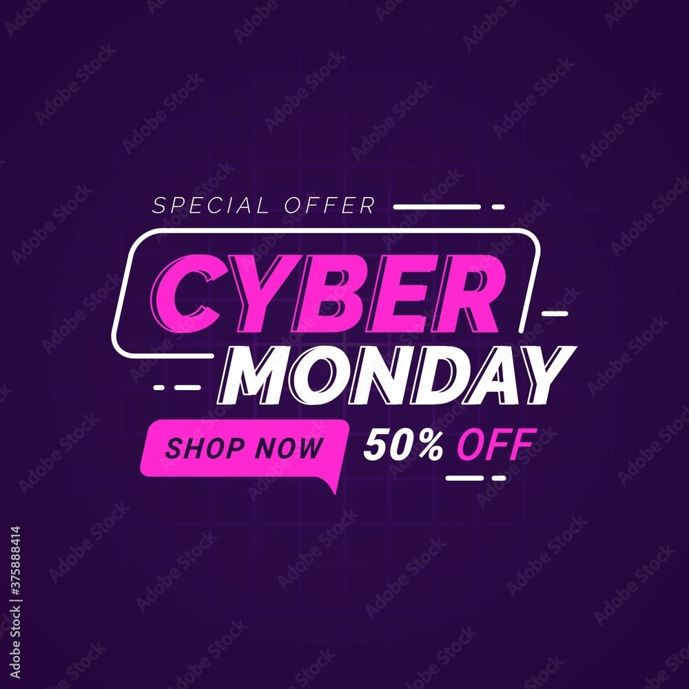 Sticker Cyber Monday sale banner template for business promotion vector illustration