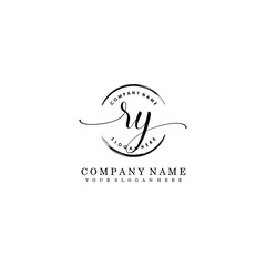 RY Initial handwriting logo template vector