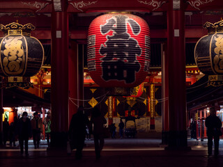 Tokyo, Japan - 24.2.20: Sensoji in the evening, with very few visitors present