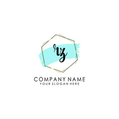 RZ Initial handwriting logo template vector