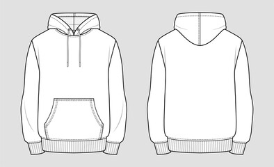 Hoodie. Technical sketch of clothes. Fashion vector illustration