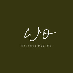 WOO Initial handwriting or handwritten logo for identity. Logo with signature and hand drawn style.