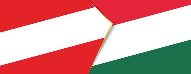Austria and Hungary flags, two vector flags.