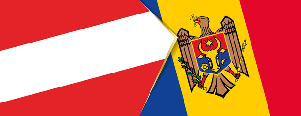 Austria and Moldova flags, two vector flags.