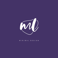 ML Initial handwriting or handwritten logo for identity. Logo with signature and hand drawn style.