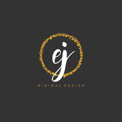 EJ Initial handwriting or handwritten logo for identity. Logo with signature and hand drawn style.