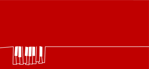 World piano day. Piano keyboard keys sign. instrument. Music notes, musical waves staff, line pattern symbols. Vector key stave background banner. Classic clef Doodle quaver G melody. Cartoon signs. © MarkRademaker