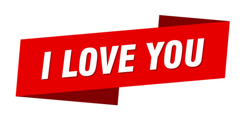 i love you banner template. ribbon label sign. sticker