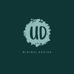 UD Initial handwriting or handwritten logo for identity. Logo with signature and hand drawn style.