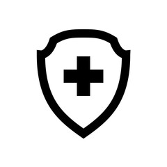 Medical health protection shield cross. Protected medicine guard shield icon concept. Safety mark badge