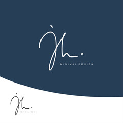 JH Initial handwriting or handwritten logo for identity. Logo with signature and hand drawn style.