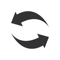 Recycle arrow black icon. Two arrows outline vector illustration isolated.