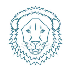 Lion line head icon. Vector wildlife illustration isolated on white.