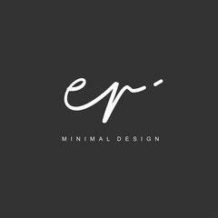 ER Initial handwriting or handwritten logo for identity. Logo with signature and hand drawn style.