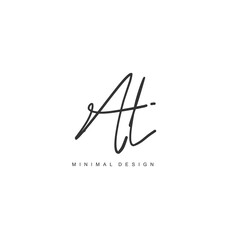 AT Initial handwriting or handwritten logo for identity. Logo with signature and hand drawn style.