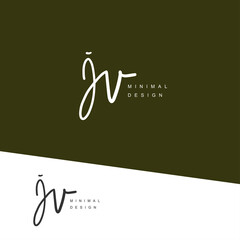 JV Initial handwriting or handwritten logo for identity. Logo with signature and hand drawn style.
