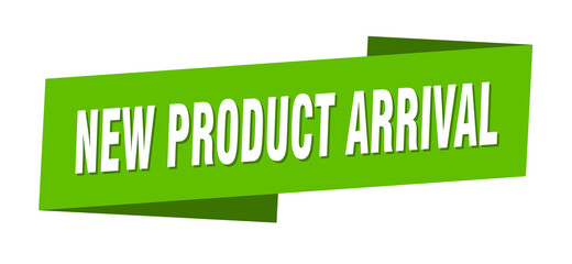 new product arrival banner template. ribbon label sign. sticker