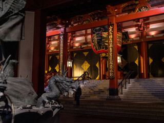 Tokyo, Japan - 24.2.20: Sensoji in the evening, with very few visitors present