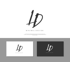 LD Initial handwriting or handwritten logo for identity. Logo with signature and hand drawn style.