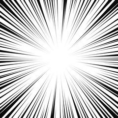 Obraz premium Comic book radial lines. Comics background with motion, speed lines. Vector illustration.