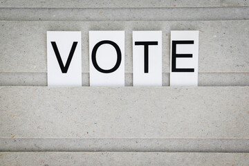 Fototapeta premium vote written bei letters, presidental election, space for text