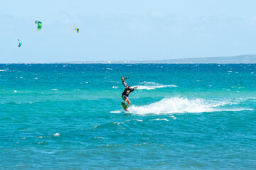 kite surfing in the sea