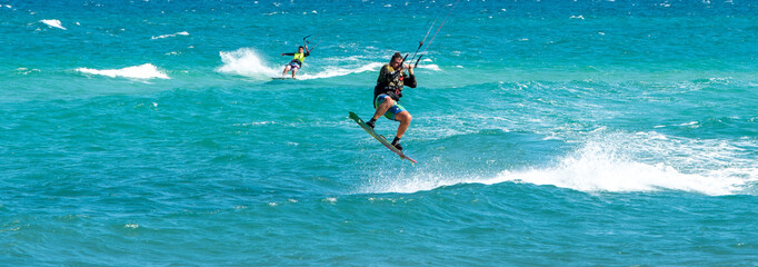 kite surfing in the sea