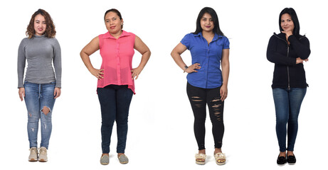 Obraz premium front view of a group of Latin American women on white background