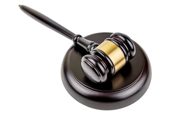 wooden judge gavel on white