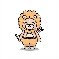 cute native american animal cartoon seamless pattern set