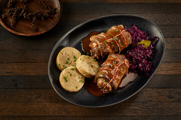 Double portion of beef roulades with red cabbage