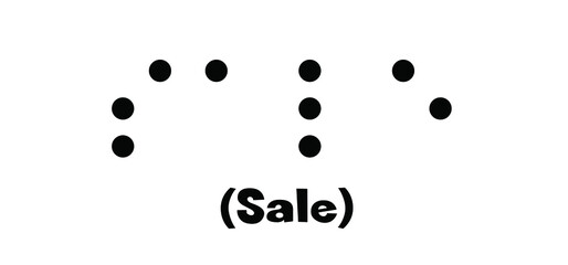 Slogan sale. World braille day, Blind day. Alphabet for blind, reading braille code signs. Vector sign or walking symbol. Text touching the relief hand finger. Louis Braille france Coupvray.