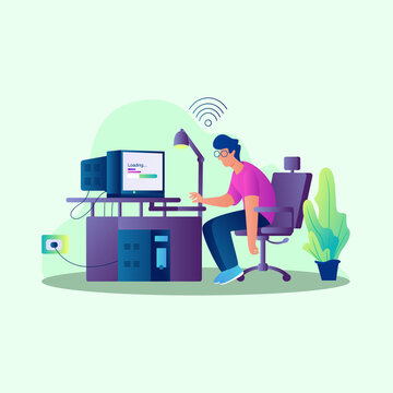 Slow Internet Connection Illustration Concept